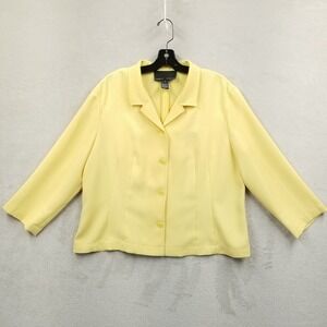 Yansi Fugel Jacket Women XL‎ Yellow Check Button Long Sleeve Lightweight Blazer